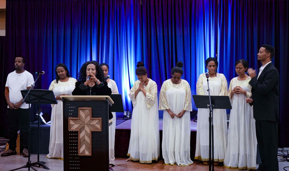 Congregation in worship